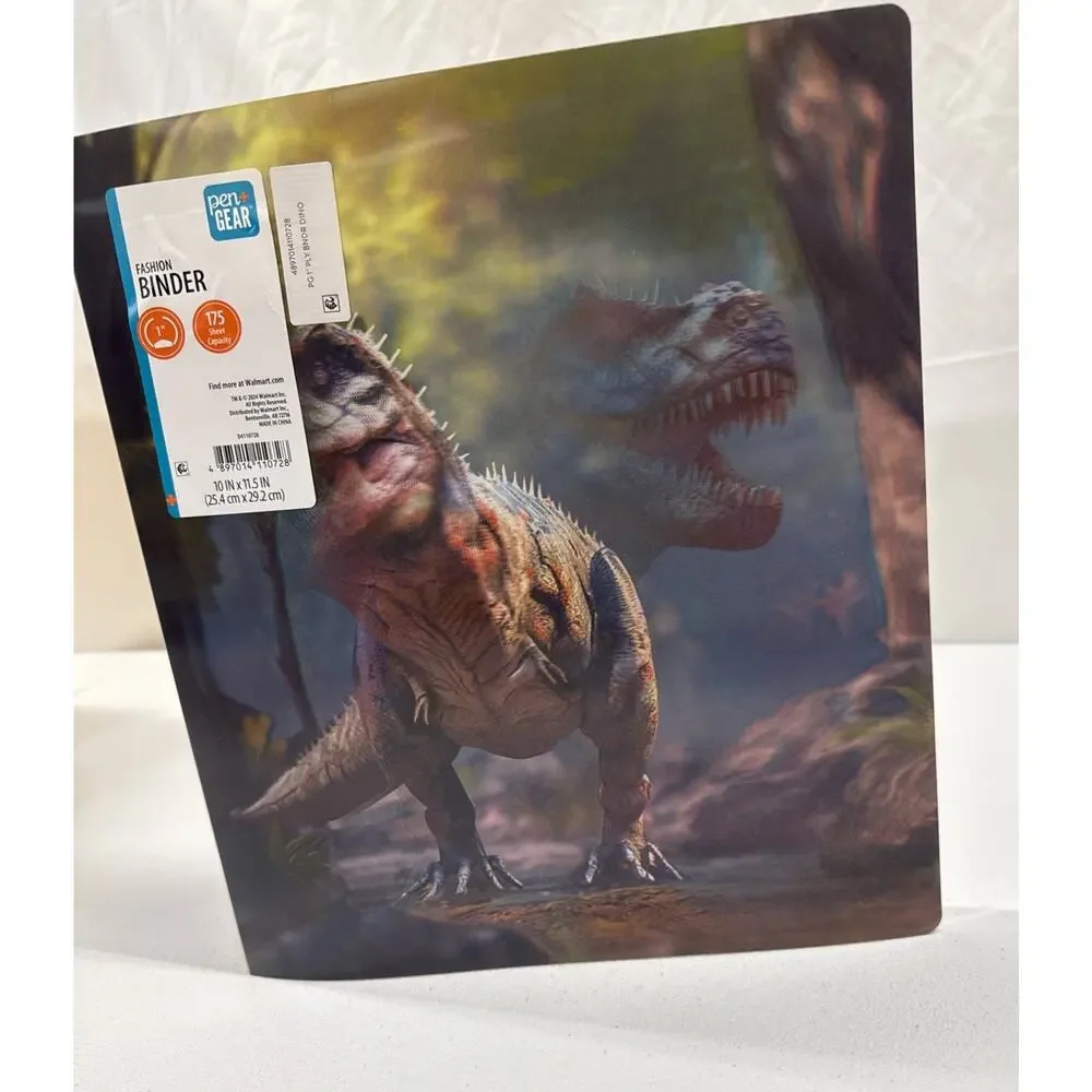 Pen + Gear 1 Inch 3 Ring Binder Dinosaur Lenticular Holographic 2 Headed T-Rex